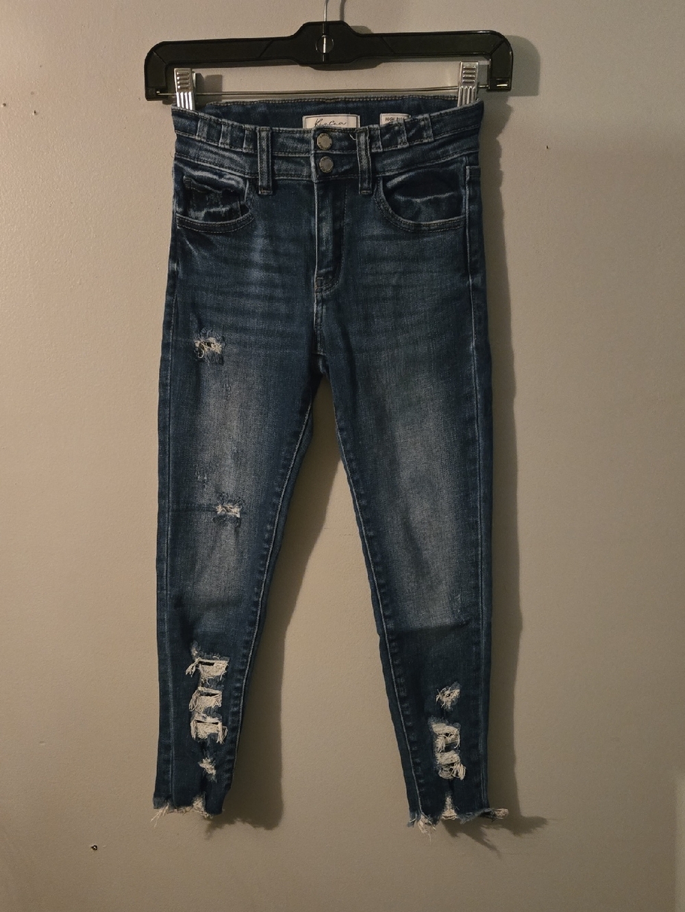 Dark Blue Distressed Girl's Jeans